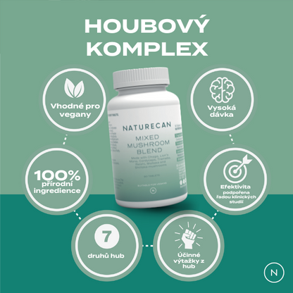 Houbový Komplex Tablety - shiitake, reishi, porcini...